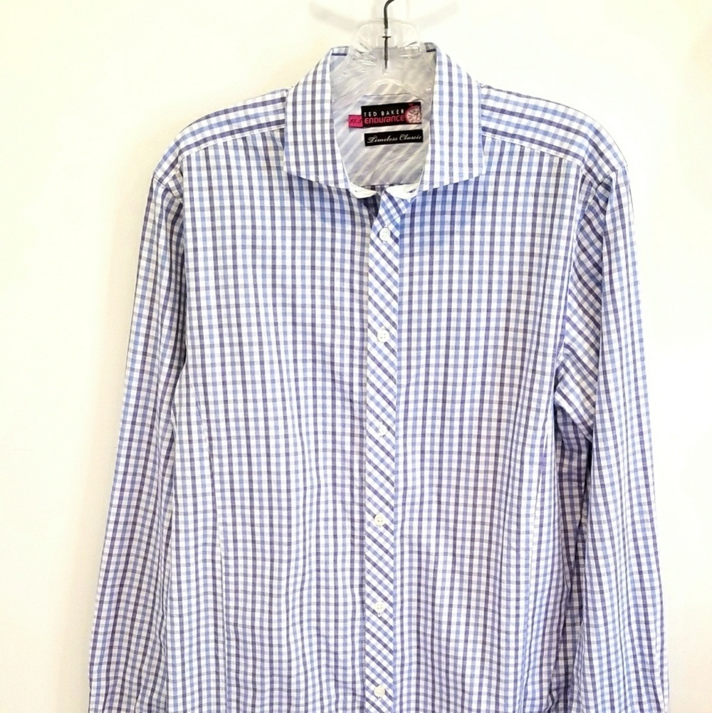 Ted Baker blue check dress shirt size 15.5